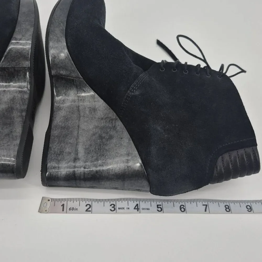 DIESEL Women's Black Suede Stylish Platform Wedge Ankle Boots Size EU 41/ US 10